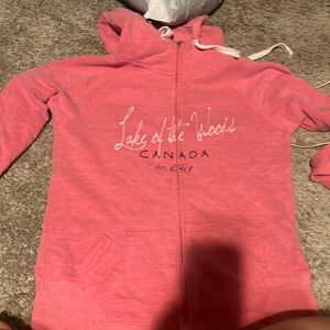 pink lake of the woods zip up sweatshirt